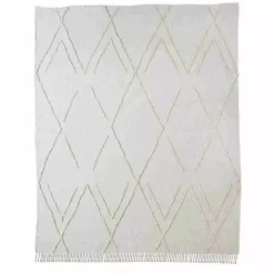 Ivory Geometric Queen Coverlet