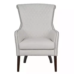 Ivory Lanea Quilted Accent Chair with Silver Studs