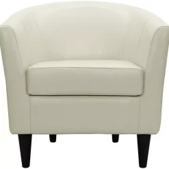 Ivory Leatherette Windsor Accent Chair