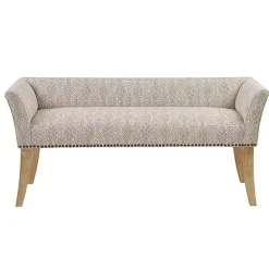 Ivory Patterned Short Wingback Upholstered Bench