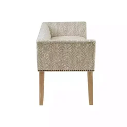 Ivory Patterned Short Wingback Upholstered Bench