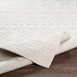 Ivory Raised Diamond Stripes Area Rug, 8x10