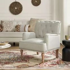 Ivory Tufted Britt Accent Chair