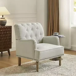 Ivory Tufted Britt Accent Chair