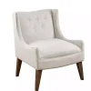 Ivory Tufted Curved Accent Chair