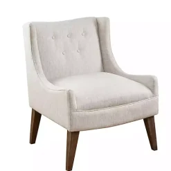 Ivory Tufted Curved Accent Chair