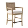 Ivory Upholstered Cane Backrest Counter Stool