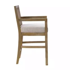 Ivory Upholstered Cane Backrest Counter Stool