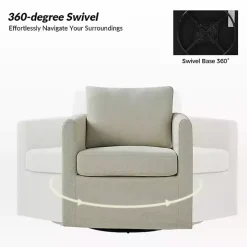 Ivory Upholstered Vasser Slipcover Swivel Chair