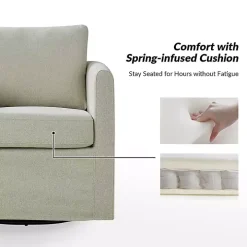 Ivory Upholstered Vasser Slipcover Swivel Chair