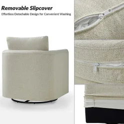 Ivory Upholstered Vasser Slipcover Swivel Chair