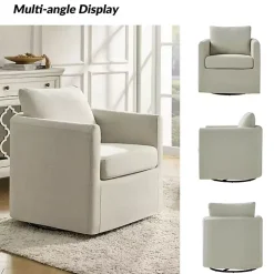 Ivory Upholstered Vasser Slipcover Swivel Chair