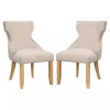 Ivory Upholstered Wingback Dining Chairs, Set of 2