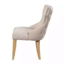 Ivory Upholstered Wingback Dining Chairs, Set of 2