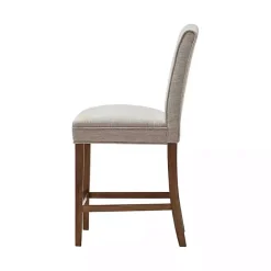 Ivory Upholstered Wood Counter Stool