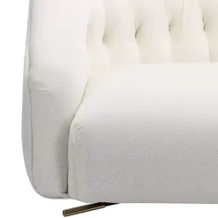 Ivory Velvet Tufted Golden Leg Swivel Office Chair