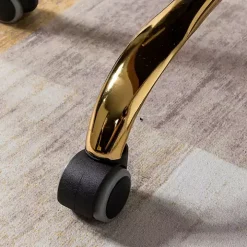 Ivory Velvet Tufted Golden Leg Swivel Office Chair