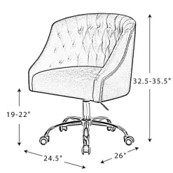 Ivory Velvet Tufted Golden Leg Swivel Office Chair