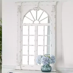 Ivory Window Frame Beveled Mirror