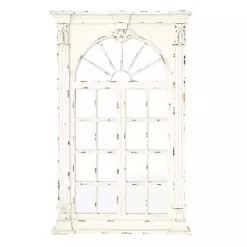 Ivory Window Frame Beveled Mirror