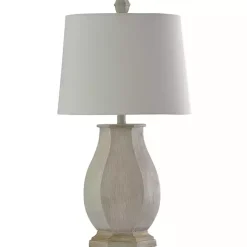 Ivory Wirebrushed Oval Table Lamp