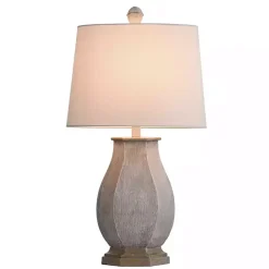 Ivory Wirebrushed Oval Table Lamp