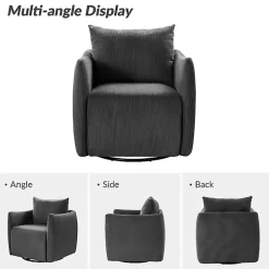 Jerri Charcoal Corduroy Swivel Accent Chair