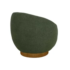 Jessel Green Sherpa Swivel Chair with Wood Base