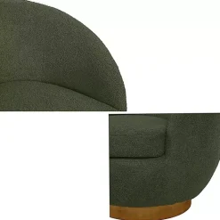 Jessel Green Sherpa Swivel Chair with Wood Base