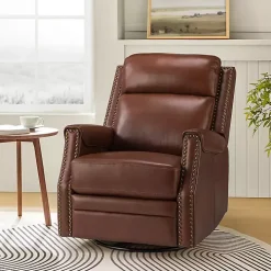 Johanna Brown Leather Swivel Power Recliner