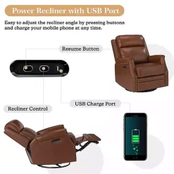 Johanna Brown Leather Swivel Power Recliner