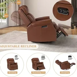 Johanna Brown Leather Swivel Power Recliner