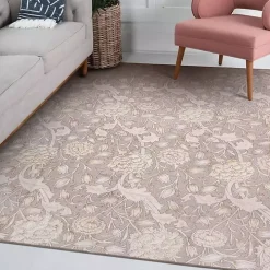 Kalini Natural Floral Washable Area Rug, 5x7