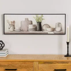 Kitchen Counter Framed Canvas Art Print