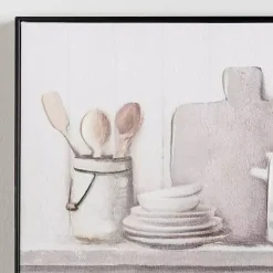 Kitchen Counter Framed Canvas Art Print