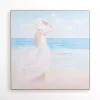Lady by the Sea Framed Canvas Art Print