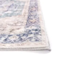 Lara Blue Medallion Washable Runner, 2x7