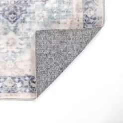 Lara Blue Medallion Washable Runner, 2x7