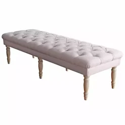 Layla Natural Button Tufted Bench