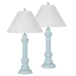 Light Blue Coastal Ariel Table Lamps, Set of 2