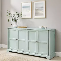 Light Blue Paneled 4-Door Sideboard