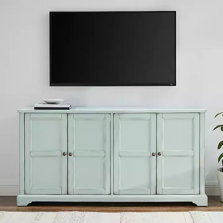 Light Blue Paneled 4-Door Sideboard
