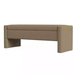 Light Brown Boucle Modern Storage Bench