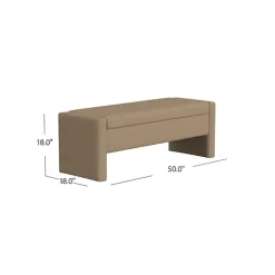 Light Brown Boucle Modern Storage Bench
