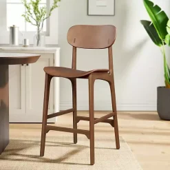 Light Brown Mid-Century Modern Bar Stool