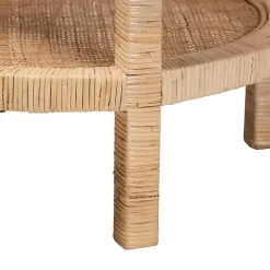Light Brown Woven Rattan Accent Table