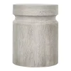 Light Cream Wood Cylinder Accent Table
