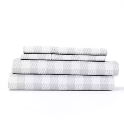 Light Gray Country Plaid 4-pc. King Bed Sheet Set