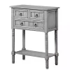 Light Gray 3-Drawer Turned Legs Accent Table