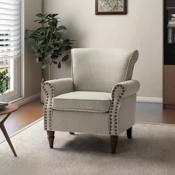 Light Gray Miriam Nailhead Trim Armchair